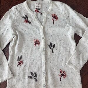 Appleseed's Cream Floral Cardigan Sweater